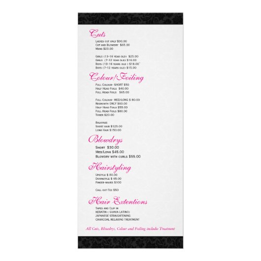 Elegant Zwart & Wit Meisje Bloemen Damasks Reclamekaart (Achterkant)