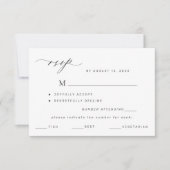 Elegant zwart-wit menu keuze bruiloft rsvp (Voorkant)