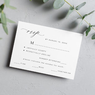 Elegant zwart-wit menu keuze bruiloft rsvp