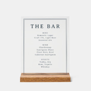Elegant zwart-wit menuschild acryl bord