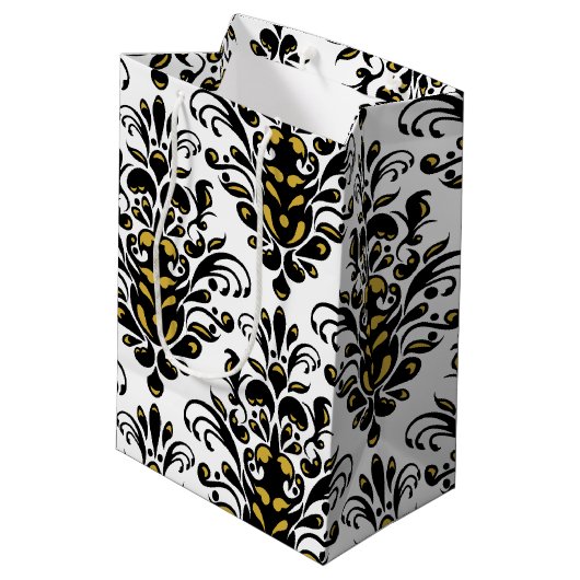 Elegant zwart-wit met aanraking van gouddemper medium cadeauzakje (Achterkant Gekanteld)