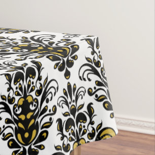 Elegant zwart-wit met aanraking van gouddemper tafelkleed