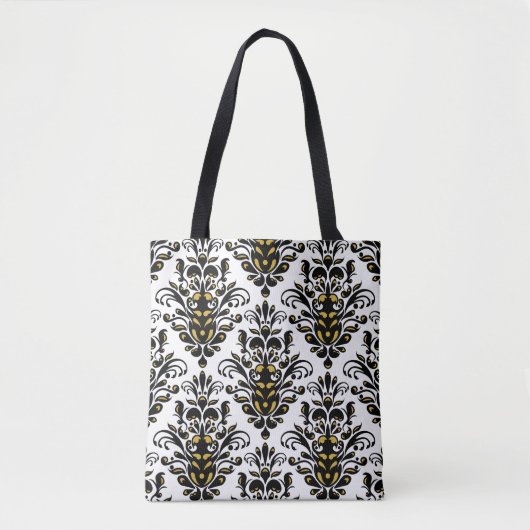 Elegant zwart-wit met aanraking van gouddemper tote bag (Voorkant)