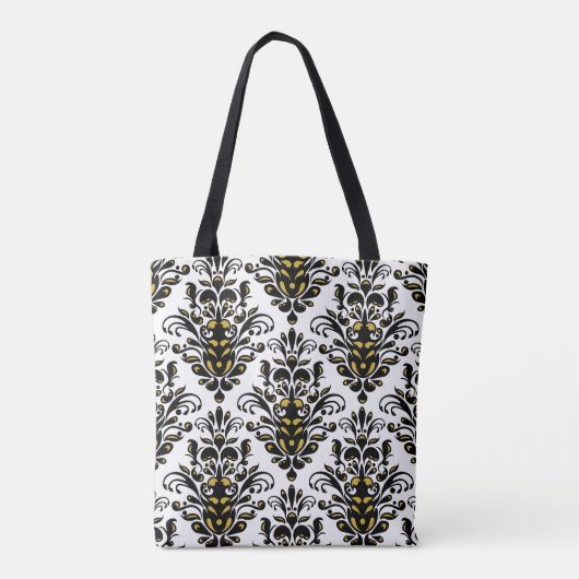Elegant zwart-wit met aanraking van gouddemper tote bag (Achterkant)