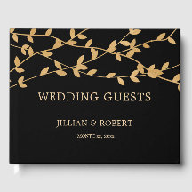 Elegant zwart-wit met gouden bladeren bruiloft