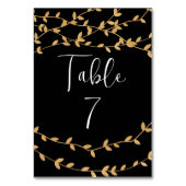 Elegant zwart-wit met gouden bladeren bruiloft kaart (Achterkant)