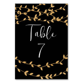 Elegant zwart-wit met gouden bladeren bruiloft kaart