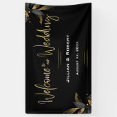 Elegant zwart-wit, met gouden bruiloft spandoek (Verticaal)