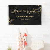 Elegant zwart-wit, met gouden bruiloft spandoek (Insitu)