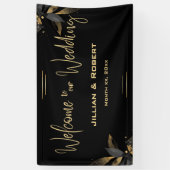 Elegant zwart-wit, met gouden bruiloft spandoek (Verticaal)