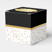 Elegant zwart-wit met gouden Confetti Stippen Bedankdoosjes (Voorkant Zijde)