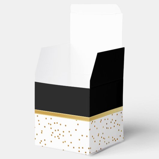 Elegant zwart-wit met gouden Confetti Stippen Bedankdoosjes (Geopend)