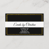 Elegant zwart, wit, met gouden glitterrand visitekaartje (Achterkant)