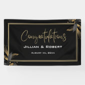 Elegant zwart-wit, met gouden weddenschappen spandoek (Horizontaal)