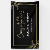Elegant zwart-wit, met gouden weddenschappen spandoek (Verticaal)