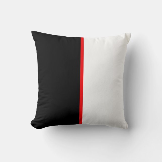 Elegant zwart-wit met Red Line Accent Kussen (Voorkant)