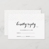 Elegant zwart-wit met Stippen RSVP-kaart RSVP Kaartje (Voorkant / Achterkant)