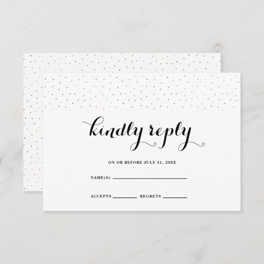 Elegant zwart-wit met Stippen RSVP-kaart RSVP Kaartje (Voorkant / Achterkant)