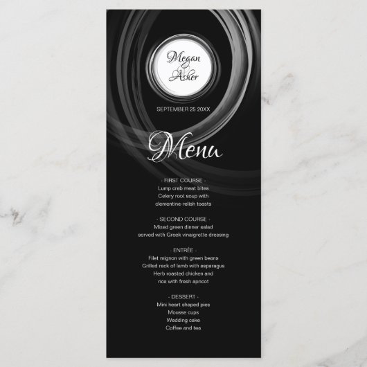 Elegant zwart-wit met zilveren ring menu (Voorkant)