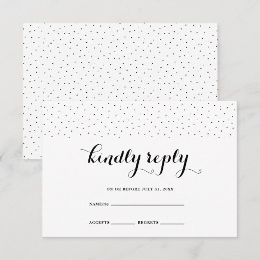 Elegant zwart-wit met zwarte Stippen RSVP-kaart RSVP Kaartje (Voorkant / Achterkant)