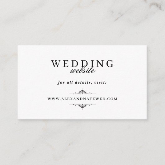 Elegant zwart-wit Mini Details Informatiekaartje (Voorkant)