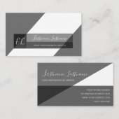 Elegant zwart wit, minimale driehoek monogram drie visitekaartje (Voorkant / Achterkant)