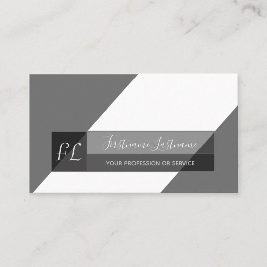 Elegant zwart wit, minimale driehoek monogram drie visitekaartje (Voorkant)