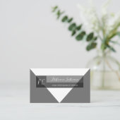 Elegant zwart wit, minimale driehoek monogram drie visitekaartje (Staand voorkant)