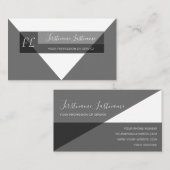 Elegant zwart wit, minimale driehoek monogram drie visitekaartje (Voorkant / Achterkant)