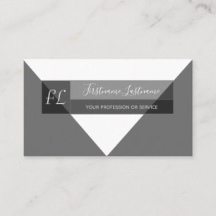 Elegant zwart wit, minimale driehoek monogram drie visitekaartje