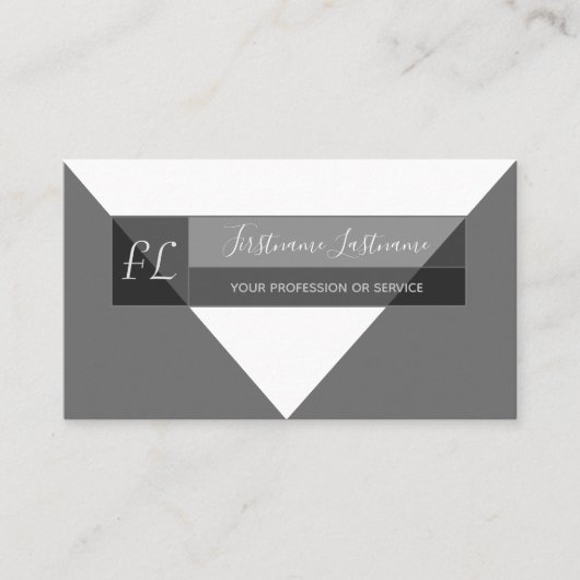 Elegant zwart wit, minimale driehoek monogram drie visitekaartje (Voorkant)