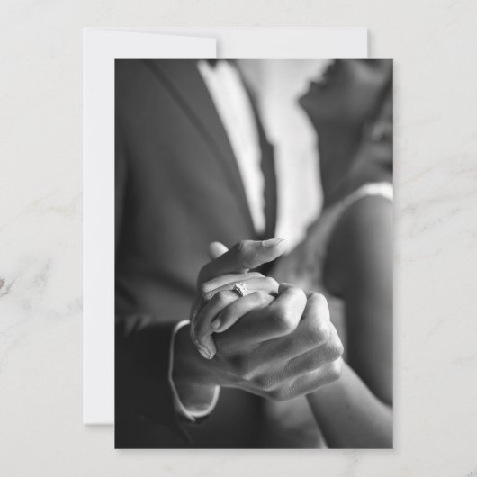 Elegant Zwart Wit Minimale Foto Bewaar de Datum Kaart (Achterkant)