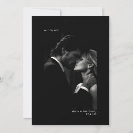 Elegant Zwart Wit Minimale Foto Bewaar de Datum Kaart