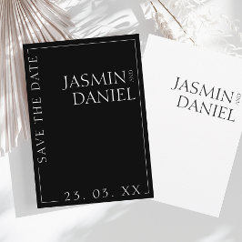 Elegant zwart wit minimale typografie bruiloft save the date