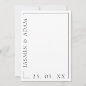 Elegant zwart wit minimale typografie bruiloft save the date (Achterkant)
