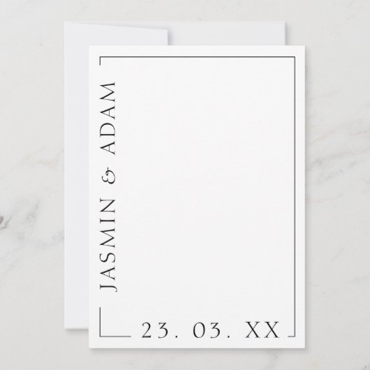 Elegant zwart wit minimale typografie bruiloft save the date (Achterkant)