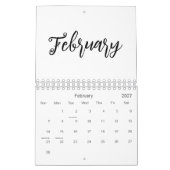 Elegant zwart-wit minimalistisch 2025 kalender (Feb 2027)