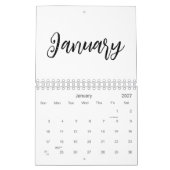Elegant zwart-wit minimalistisch 2025 kalender (Jan 2027)