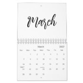 Elegant zwart-wit minimalistisch 2025 kalender (Mar 2027)