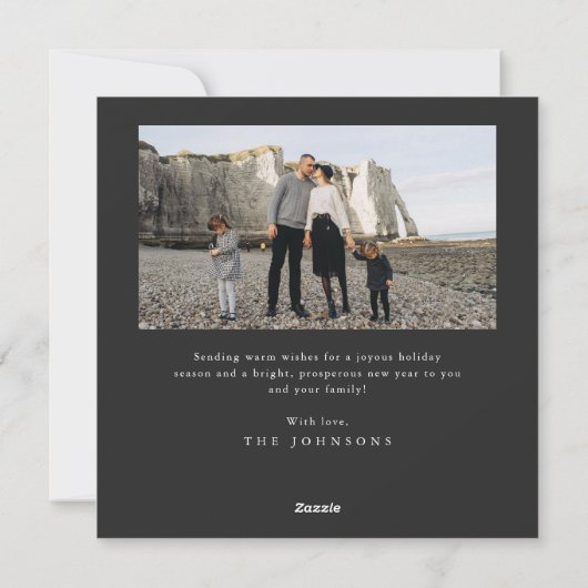 Elegant zwart wit minimalistisch 3 foto kerst feestdagenkaart (Achterkant)