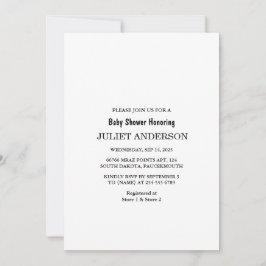 Elegant zwart-wit minimalistisch Baby shower Kaart