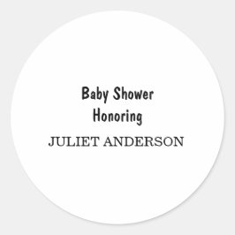 Elegant zwart-wit minimalistisch Baby shower Ronde Sticker