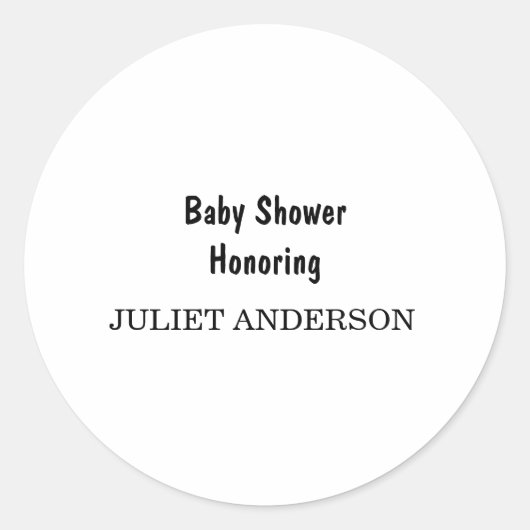Elegant zwart-wit minimalistisch Baby shower Ronde Sticker (Voorkant)