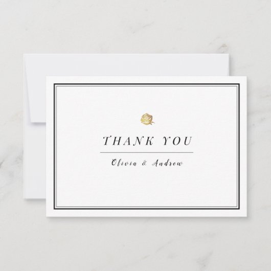 Elegant zwart-wit minimalistisch bedankt (Voorkant)