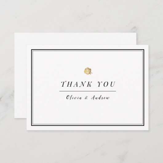 Elegant zwart-wit minimalistisch bedankt (Voorkant / Achterkant)