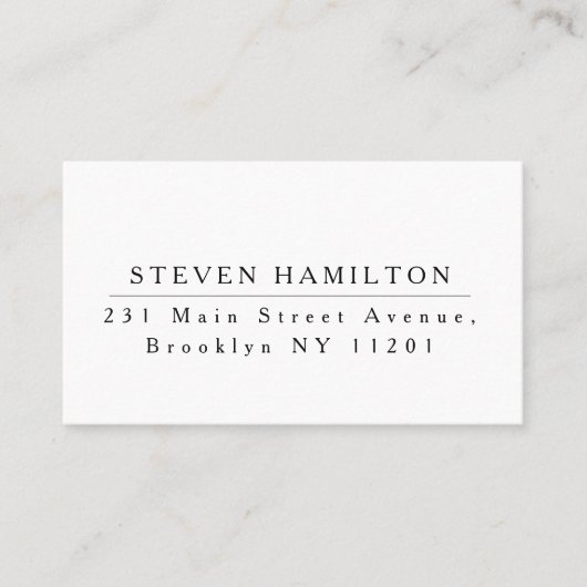 Elegant zwart wit minimalistisch eenvoudig profess visitekaartje (Voorkant)