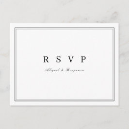 Elegant zwart-wit minimalistisch huwelijk RSVP Uitnodiging Briefkaart