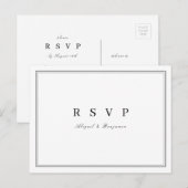 Elegant zwart-wit minimalistisch huwelijk RSVP Uitnodiging Briefkaart (Voorkant / Achterkant)
