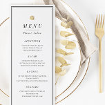 Elegant zwart-wit minimalistisch huwelijksmenu menu<br><div class="desc">Elegante zwart-wit minimalistische trouwmenukaarten met faux gouden rozen bloem en randen,  eenvoudig en stijlvol. Groot voor moderne klassieke bruiloft,  en formele bruiloft. Bekijk alle bijpassende stukken in het collectie.</div>