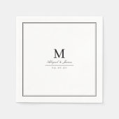 Elegant zwart-wit minimalistisch monogram servet (Voorkant)